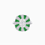 Load image into Gallery viewer, Art Deco Inspired Oval Sunburst Cocktail Ring with Calibré-Cut Gemstones