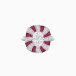 Load image into Gallery viewer, Art Deco Inspired Oval Sunburst Cocktail Ring with Calibré-Cut Gemstones