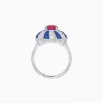 Load image into Gallery viewer, Art Deco Inspired Oval Sunburst Cocktail Ring with Calibré-Cut Gemstones