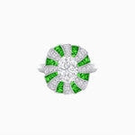 Load image into Gallery viewer, Art Deco Inspired Oval Sunburst Cocktail Ring with Calibré-Cut Gemstones