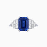 Load image into Gallery viewer, Art Deco Style Emerald Cut Three-Row Baguette Engagement Ring