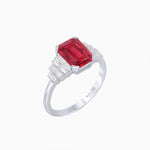 Load image into Gallery viewer, Art Deco Style Emerald Cut Three-Row Baguette Engagement Ring