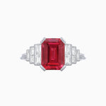 Load image into Gallery viewer, Art Deco Style Emerald Cut Three-Row Baguette Engagement Ring