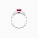 Load image into Gallery viewer, Art Deco Style Emerald Cut Three-Row Baguette Engagement Ring
