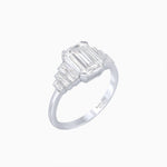 Load image into Gallery viewer, Art Deco Style Emerald Cut Three-Row Baguette Engagement Ring
