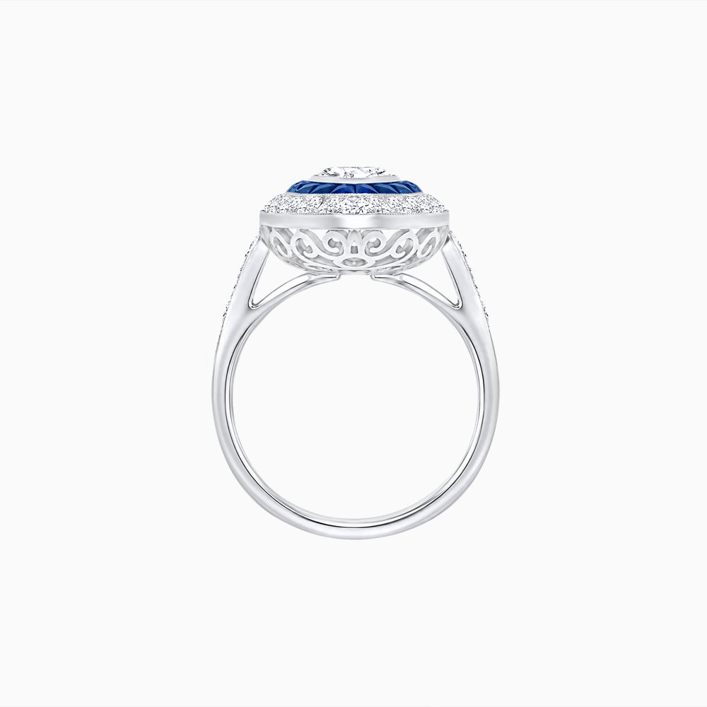 Art Deco Inspired Convertible Marquise Double Halo Ring Pendant