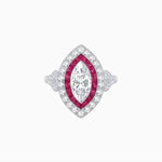 Load image into Gallery viewer, Art Deco Inspired Convertible Marquise Double Halo Ring Pendant