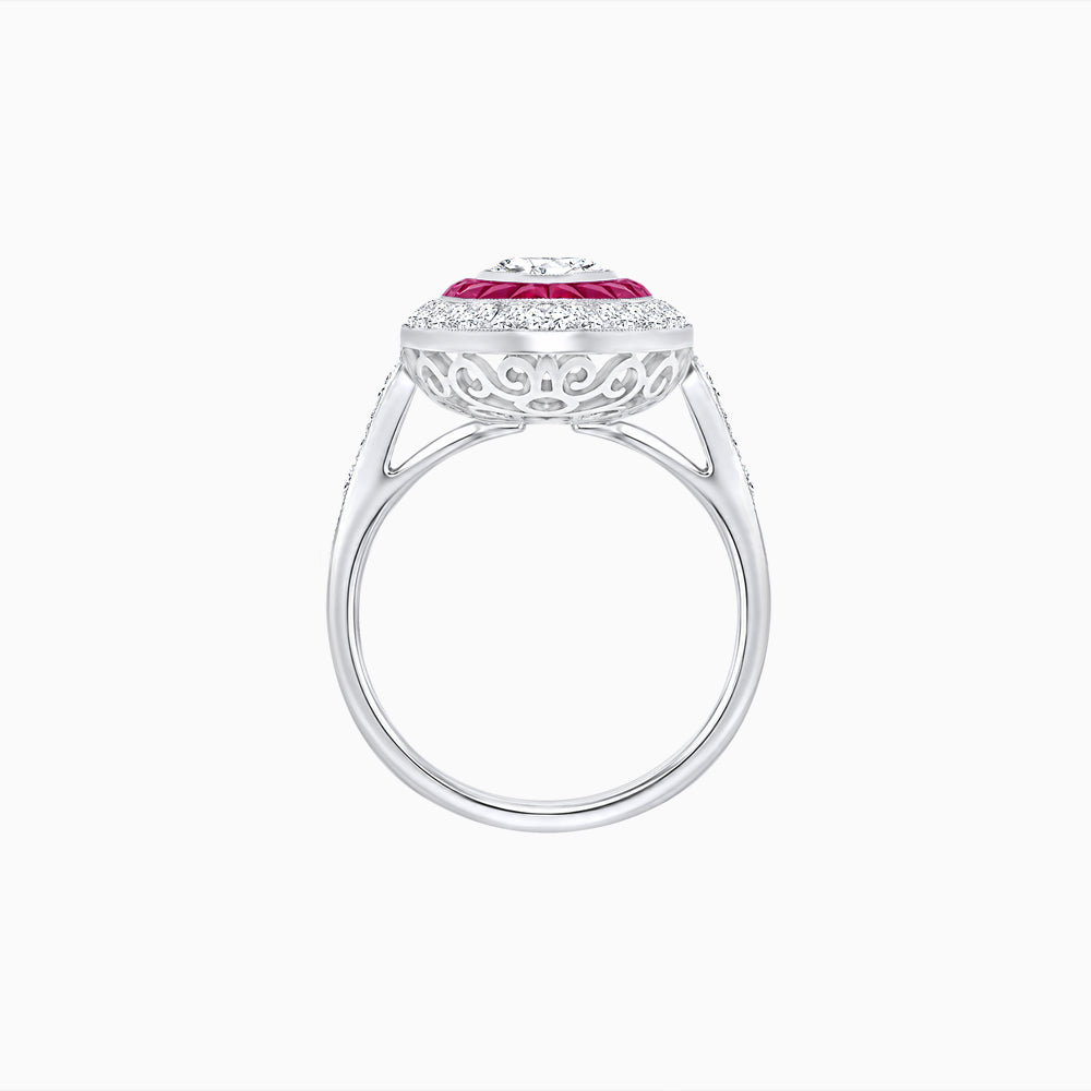 Art Deco Inspired Convertible Marquise Double Halo Ring Pendant