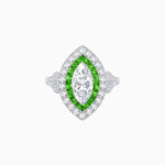 Load image into Gallery viewer, Art Deco Inspired Convertible Marquise Double Halo Ring Pendant