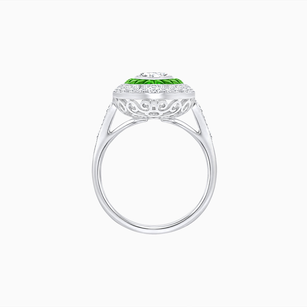 Art Deco Inspired Convertible Marquise Double Halo Ring Pendant