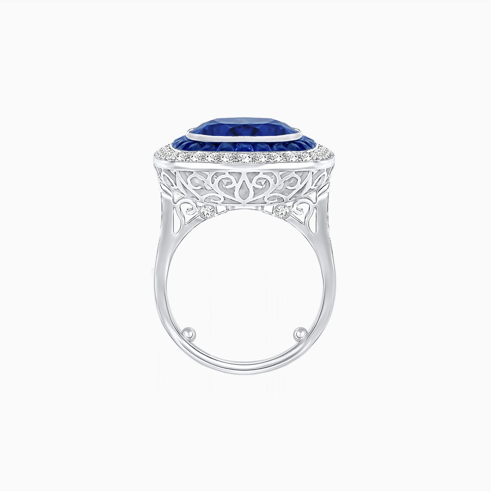 Double Halo Art Deco Style Convertible Ring Pendant with Cushion Cut Center Stone