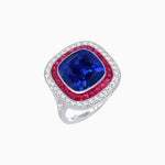 Load image into Gallery viewer, Double Halo Art Deco Style Convertible Ring Pendant with Cushion Cut Center Stone