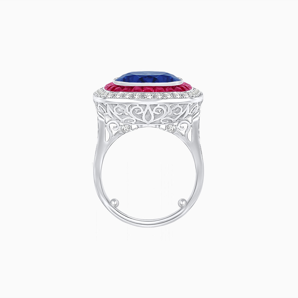 Double Halo Art Deco Style Convertible Ring Pendant with Cushion Cut Center Stone