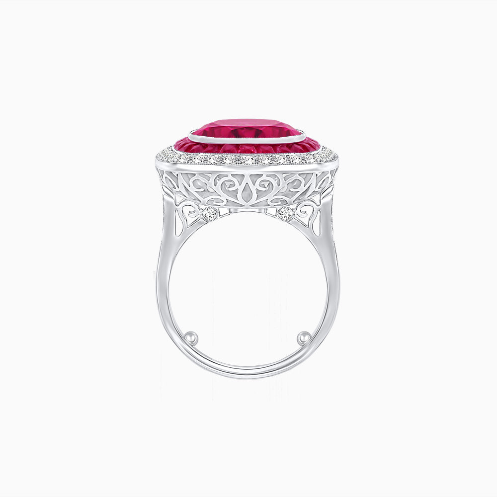 Double Halo Art Deco Style Convertible Ring Pendant with Cushion Cut Center Stone