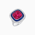 Load image into Gallery viewer, Double Halo Art Deco Style Convertible Ring Pendant with Cushion Cut Center Stone
