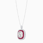 Load image into Gallery viewer, Double Halo Art Deco Style Convertible Ring Pendant with Cushion Cut Center Stone