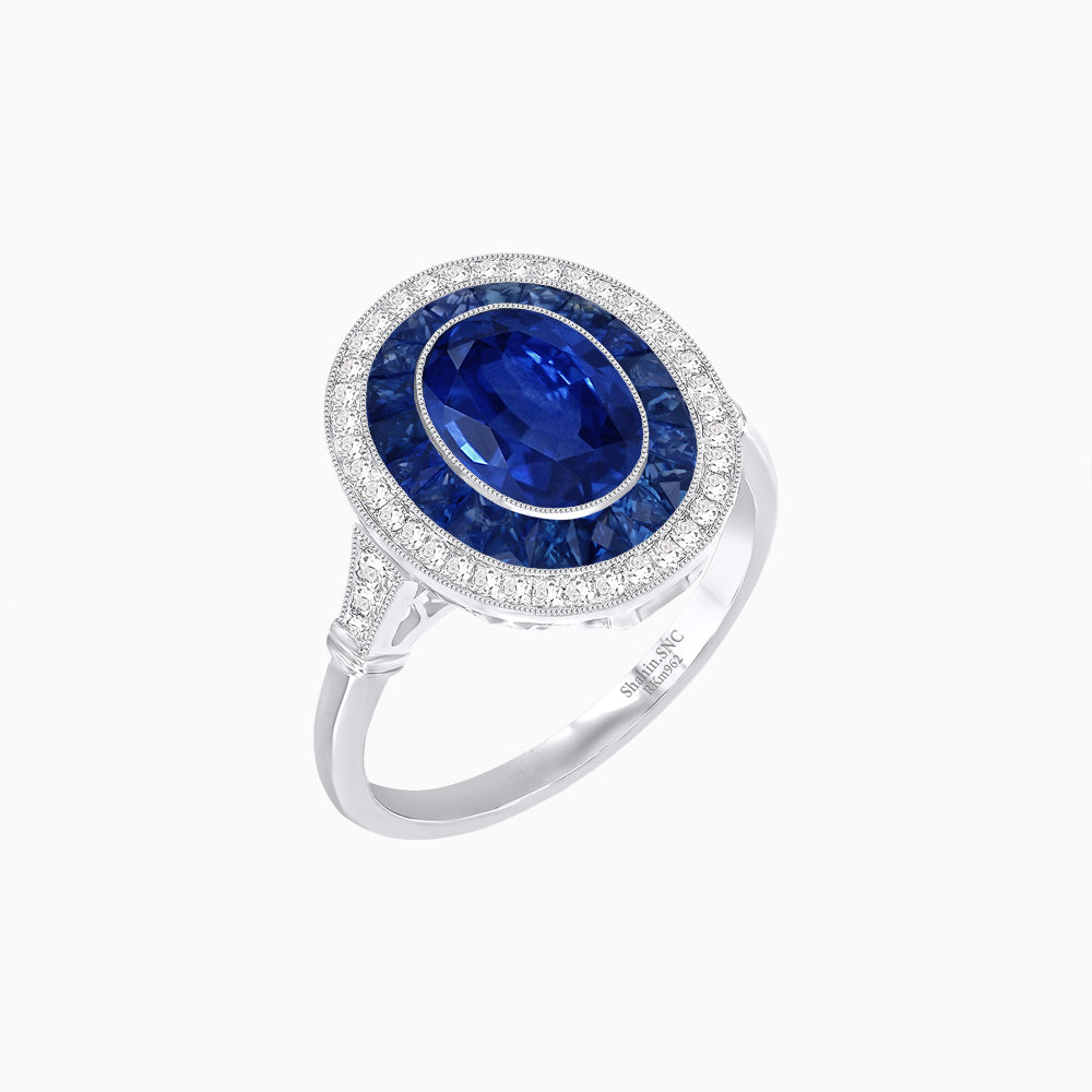 Art Deco Inspired Convertible Oval Double Halo Ring Pendant