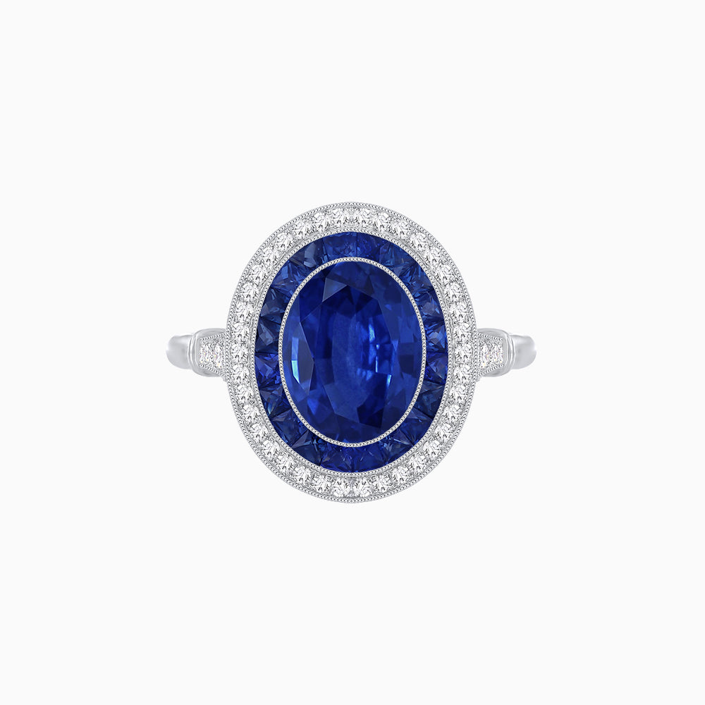 Art Deco Inspired Convertible Oval Double Halo Ring Pendant