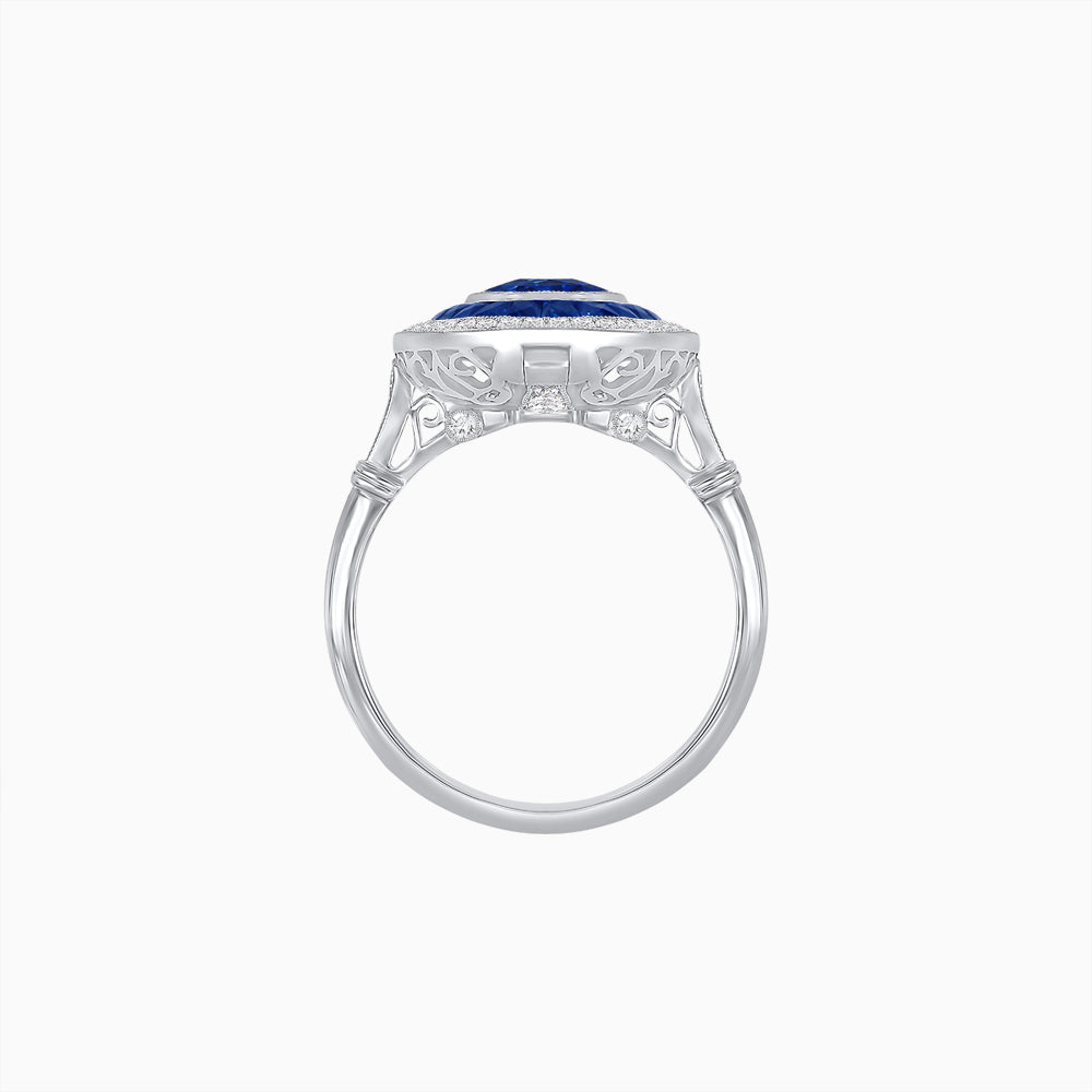 Art Deco Inspired Convertible Oval Double Halo Ring Pendant