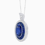 Load image into Gallery viewer, Art Deco Inspired Convertible Oval Double Halo Ring Pendant