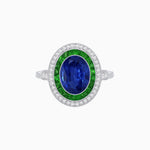 Load image into Gallery viewer, Art Deco Inspired Convertible Oval Double Halo Ring Pendant