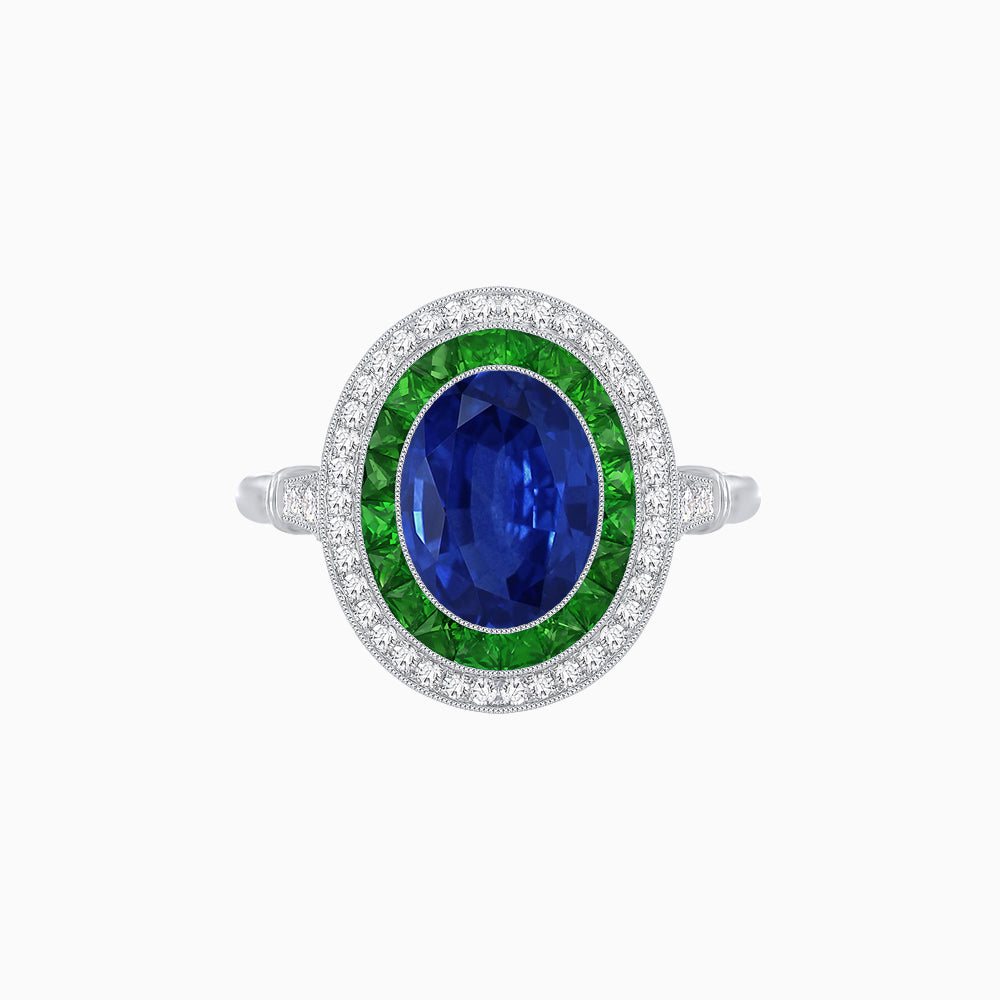 Art Deco Inspired Convertible Oval Double Halo Ring Pendant