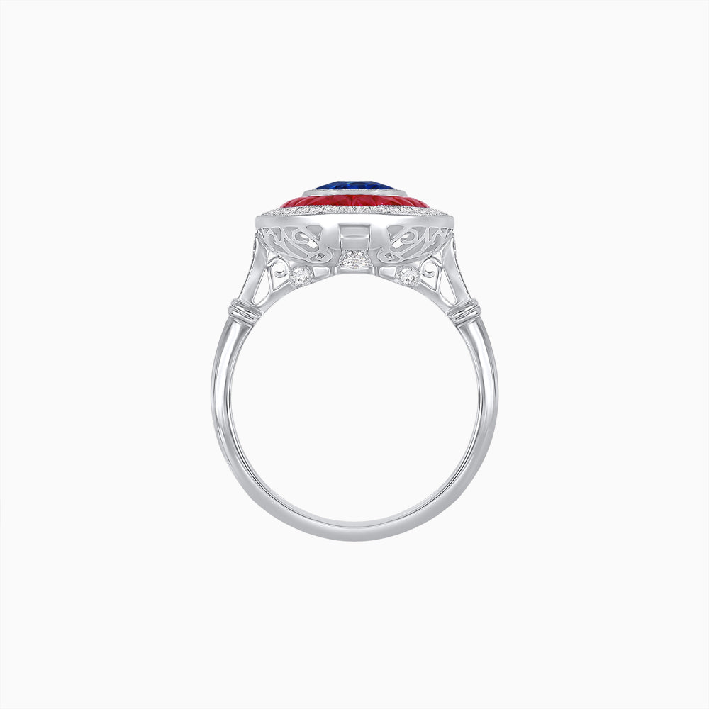 Art Deco Inspired Convertible Oval Double Halo Ring Pendant