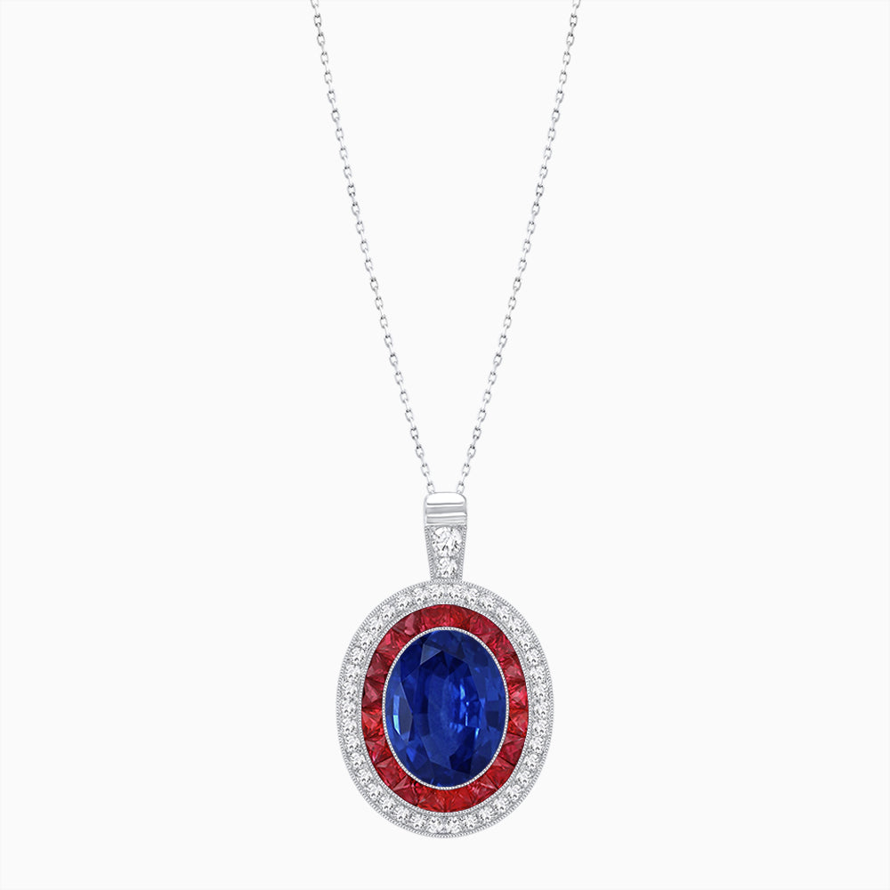 Art Deco Inspired Convertible Oval Double Halo Ring Pendant