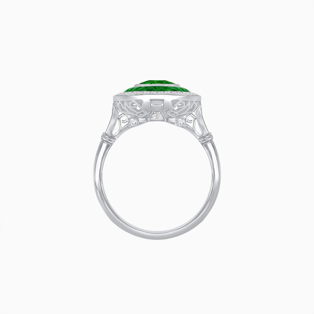 Art Deco Inspired Convertible Oval Double Halo Ring Pendant