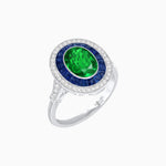 Load image into Gallery viewer, Art Deco Inspired Convertible Oval Double Halo Ring Pendant