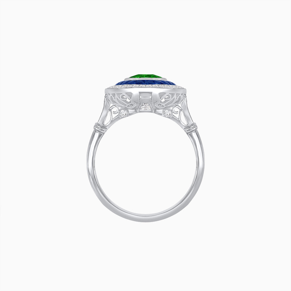 Art Deco Inspired Convertible Oval Double Halo Ring Pendant