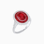 Load image into Gallery viewer, Art Deco Inspired Convertible Oval Double Halo Ring Pendant