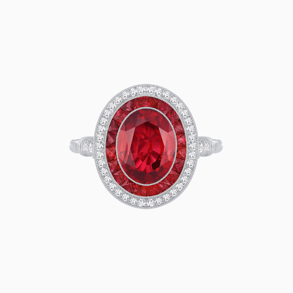 Art Deco Inspired Convertible Oval Double Halo Ring Pendant