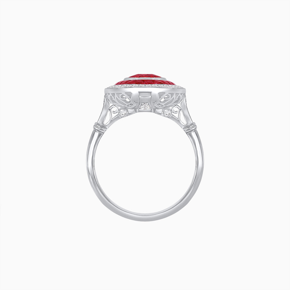 Art Deco Inspired Convertible Oval Double Halo Ring Pendant