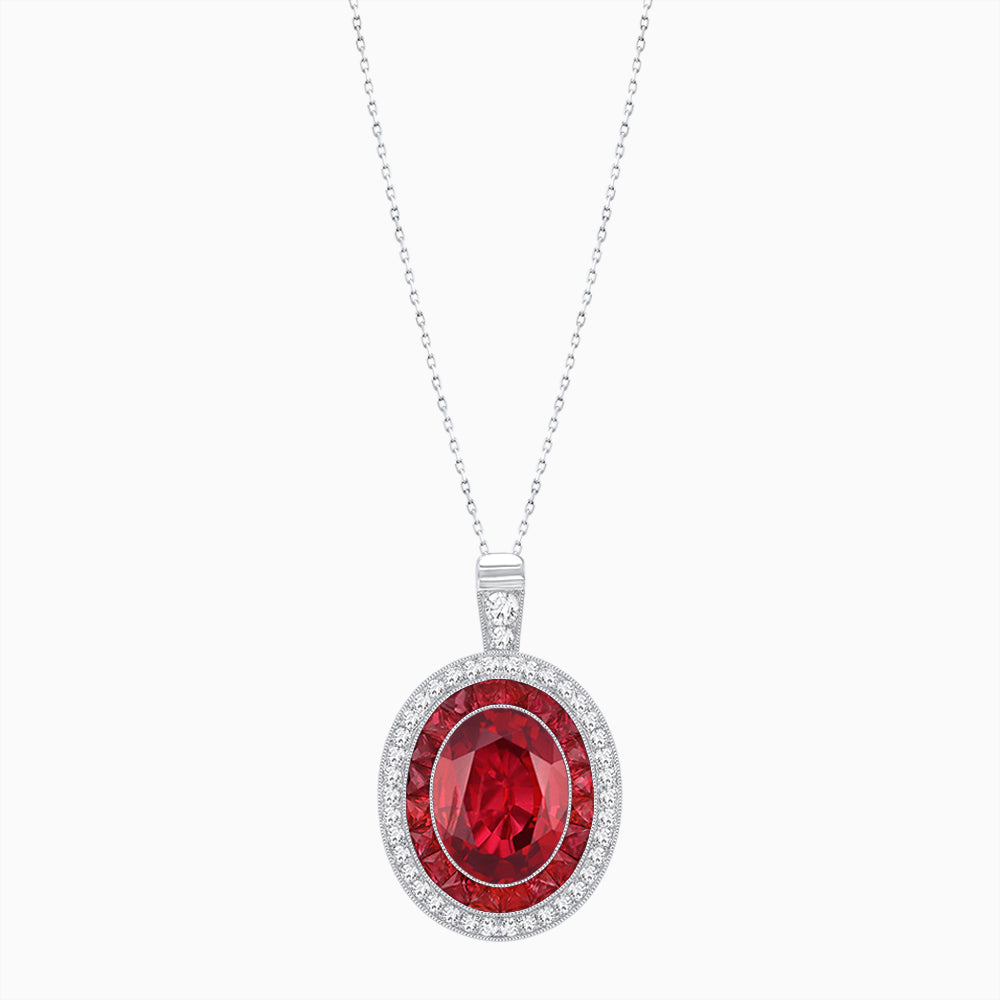 Art Deco Inspired Convertible Oval Double Halo Ring Pendant
