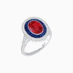 Load image into Gallery viewer, Art Deco Inspired Convertible Oval Double Halo Ring Pendant