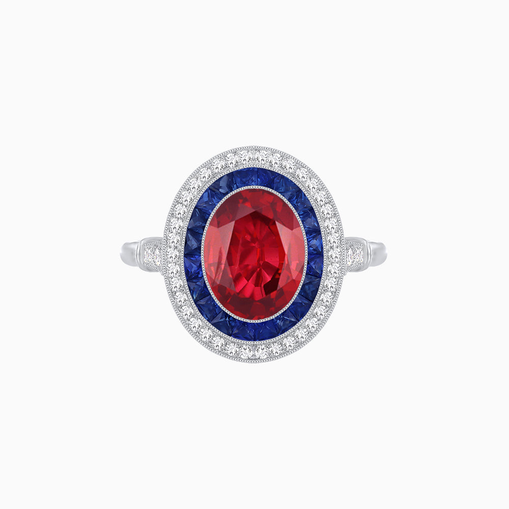 Art Deco Inspired Convertible Oval Double Halo Ring Pendant