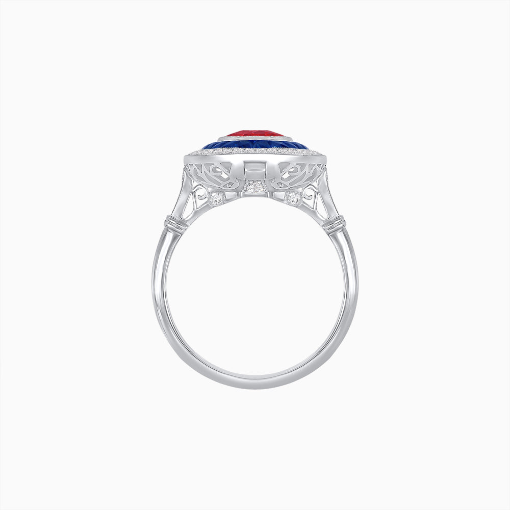 Art Deco Inspired Convertible Oval Double Halo Ring Pendant