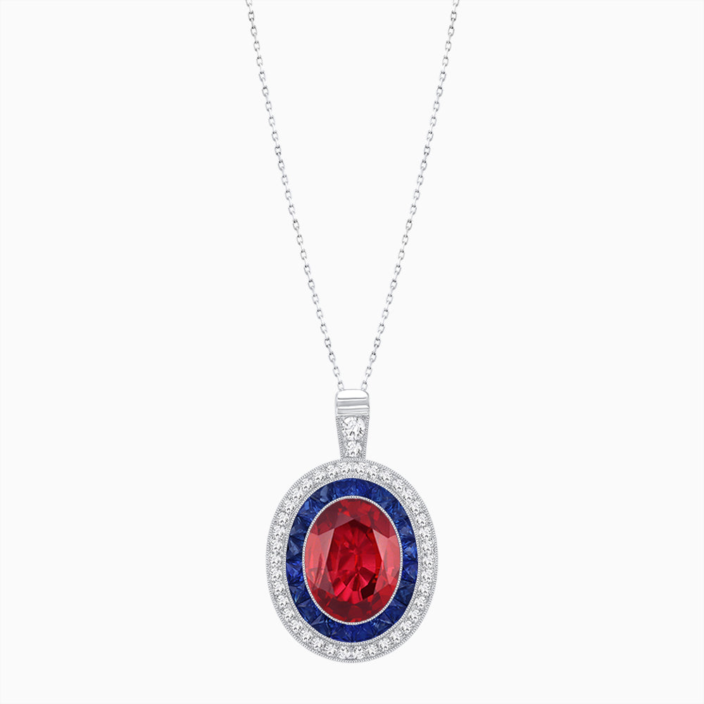 Art Deco Inspired Convertible Oval Double Halo Ring Pendant