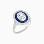 Load image into Gallery viewer, Art Deco Inspired Convertible Oval Double Halo Ring Pendant