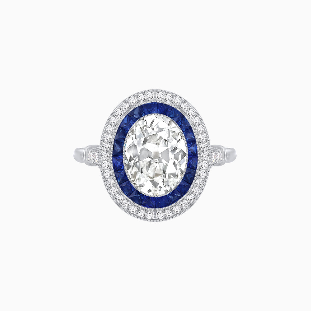 Art Deco Inspired Convertible Oval Double Halo Ring Pendant
