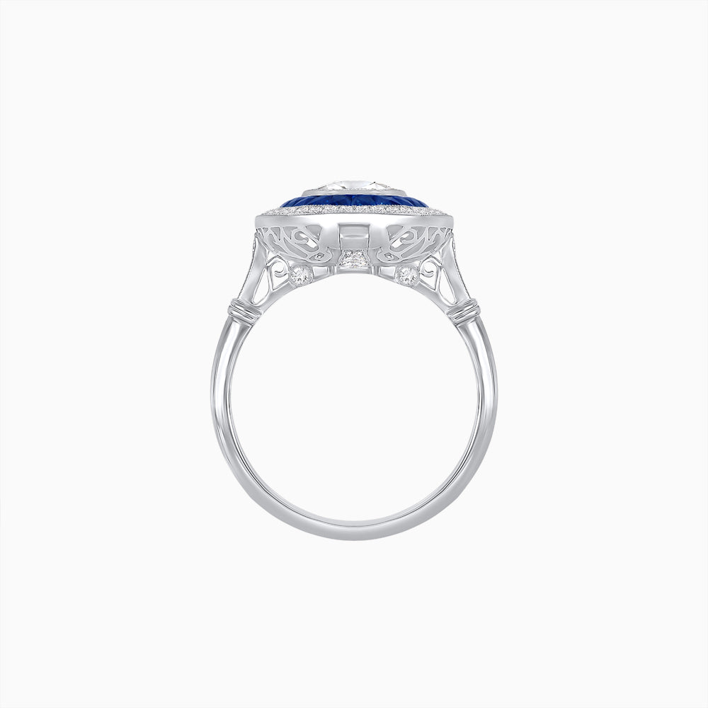 Art Deco Inspired Convertible Oval Double Halo Ring Pendant