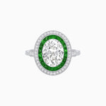 Load image into Gallery viewer, Art Deco Inspired Convertible Oval Double Halo Ring Pendant