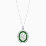Load image into Gallery viewer, Art Deco Inspired Convertible Oval Double Halo Ring Pendant