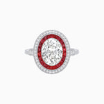 Load image into Gallery viewer, Art Deco Inspired Convertible Oval Double Halo Ring Pendant