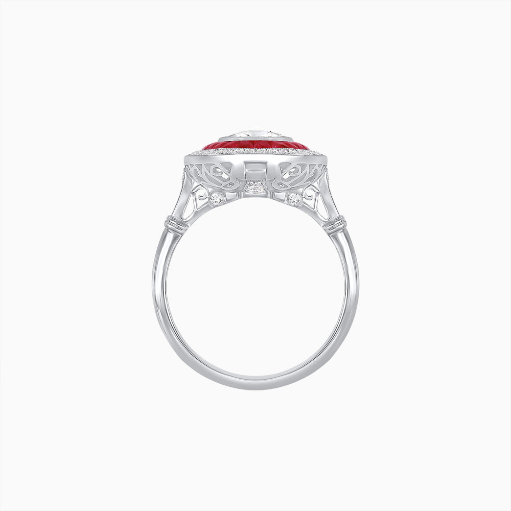 Art Deco Inspired Convertible Oval Double Halo Ring Pendant