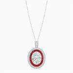 Load image into Gallery viewer, Art Deco Inspired Convertible Oval Double Halo Ring Pendant