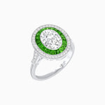 Load image into Gallery viewer, Art Deco Inspired Convertible Oval Double Halo Ring Pendant