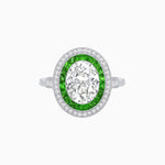 Load image into Gallery viewer, Art Deco Inspired Convertible Oval Double Halo Ring Pendant