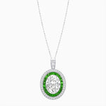 Load image into Gallery viewer, Art Deco Inspired Convertible Oval Double Halo Ring Pendant